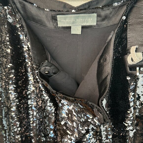 Proenza Schouler Sequin Wide Leg Karate Pants Black Sz S - Picture 12 of 15
